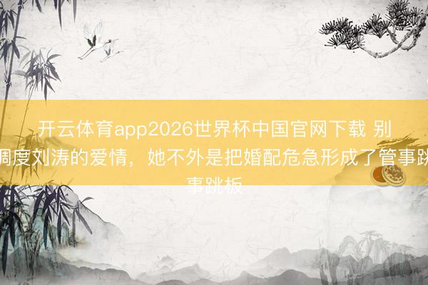 开云体育app2026世界杯中国官网下载 别再调度刘涛的爱情，她不外是把婚配危急形成了管事跳板