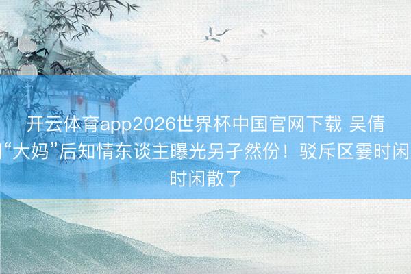 开云体育app2026世界杯中国官网下载 吴倩被嘲“大妈”后知情东谈主曝光另孑然份！驳斥区霎时闲散了